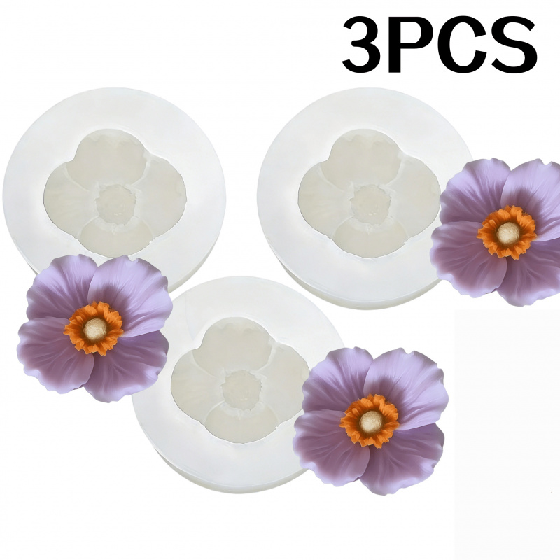 Bath Bomb Mold - Molde de silicone 3Flower, para velas